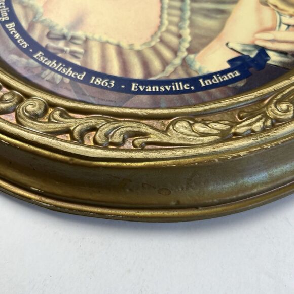 Vintage 1976 Sterling Beer Oval Sign Embossed Blonde Blue Eyed Woman Portrait - Picture 13 of 16